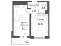 Планировка 2-комнатной квартиры, 40,1 м2