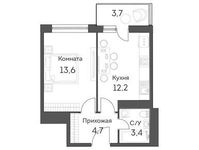 Планировка 1-комнатной квартиры, 35,3 м2