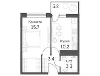 Планировка 1-комнатной квартиры, 34,1 м2