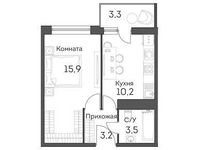 Планировка 1-комнатной квартиры, 34,7 м2