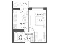 Планировка 1-комнатной квартиры, 34,4 м2