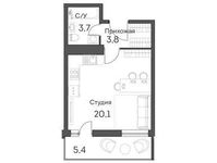 Планировка квартиры студии, 29,8 м2