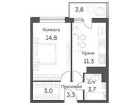 Планировка 1-комнатной квартиры, 37,9 м2