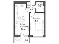 Планировка 1-комнатной квартиры, 40,4 м2