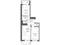 Планировка 3-комнатной квартиры, 65,6 м2