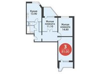 Планировка 3-комнатной квартиры, 81 м2