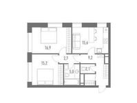 Планировка 2-комнатной квартиры, 62,3 м2