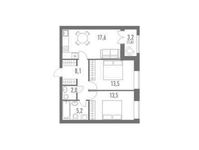 Планировка 2-комнатной квартиры, 61,5 м2