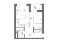 Планировка 1-комнатной квартиры, 39,5 м2