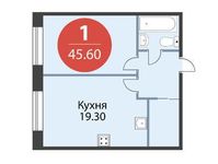 Планировка 1-комнатной квартиры, 45,6 м2