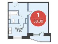 Планировка 1-комнатной квартиры, 38 м2
