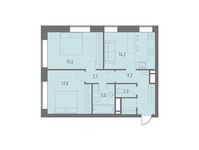 Планировка 2-комнатной квартиры, 62,2 м2