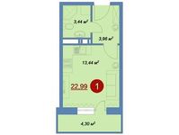 Планировка квартиры студии, 22,99 м2