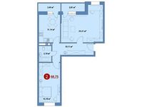Планировка 2-комнатной квартиры, 68,75 м2