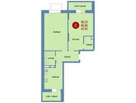 Планировка 2-комнатной квартиры, 65 м2
