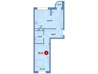 Планировка 2-комнатной квартиры, 48,32 м2