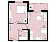 Планировка 2-комнатной квартиры, 47,8 м2