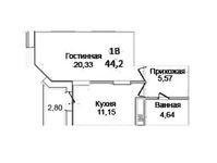 Планировка 1-комнатной квартиры, 44,2 м2