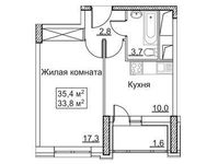 Планировка 1-комнатной квартиры, 35,4 м2