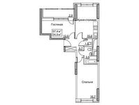 Планировка 2-комнатной квартиры, 57,4 м2