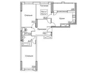 Планировка 3-комнатной квартиры, 78,6 м2
