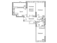 Планировка 3-комнатной квартиры, 80,9 м2