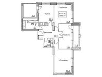 Планировка 3-комнатной квартиры, 87 м2
