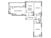 Планировка 3-комнатной квартиры, 87,8 м2