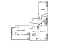 Планировка 3-комнатной квартиры, 88,6 м2