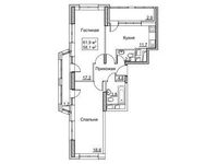 Планировка 2-комнатной квартиры, 61,9 м2