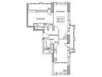 Планировка 2-комнатной квартиры, 66,2 м2