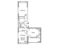 Планировка 2-комнатной квартиры, 58,6 м2