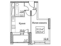 Планировка 1-комнатной квартиры, 31,5 м2