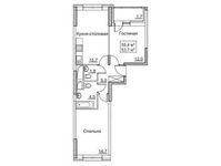 Планировка 2-комнатной квартиры, 55,4 м2