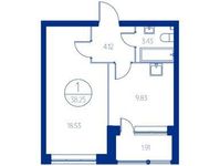 Планировка 1-комнатной квартиры, 37,8 м2