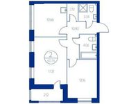 Планировка 2-комнатной квартиры, 58,5 м2