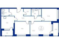 Планировка 3-комнатной квартиры, 83 м2
