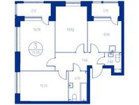 Планировка 3-комнатной квартиры, 71,9 м2