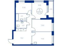 Планировка 3-комнатной квартиры, 84,8 м2