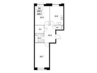 Планировка 2-комнатной квартиры, 68,1 м2