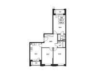Планировка 3-комнатной квартиры, 82,2 м2