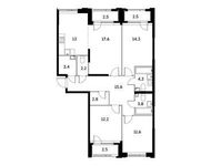 Планировка 4-комнатной квартиры, 105 м2