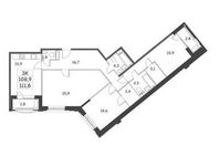 Планировка 4-комнатной квартиры, 108,9 м2