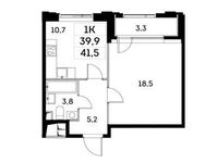 Планировка 1-комнатной квартиры, 39,9 м2
