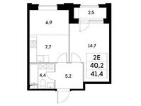 Планировка 2-комнатной квартиры, 40,2 м2