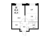 Планировка 2-комнатной квартиры, 41,4 м2