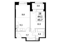 Планировка 2-комнатной квартиры, 44,1 м2