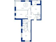 Планировка 3-комнатной квартиры, 77,3 м2