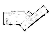 Планировка 3-комнатной квартиры, 114,1 м2