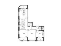 Планировка 3-комнатной квартиры, 81 м2
